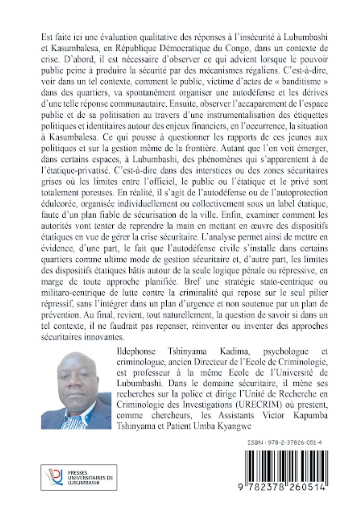 Gestion de la crise sécuritaire à Lubumbashi (R.D.Cong).